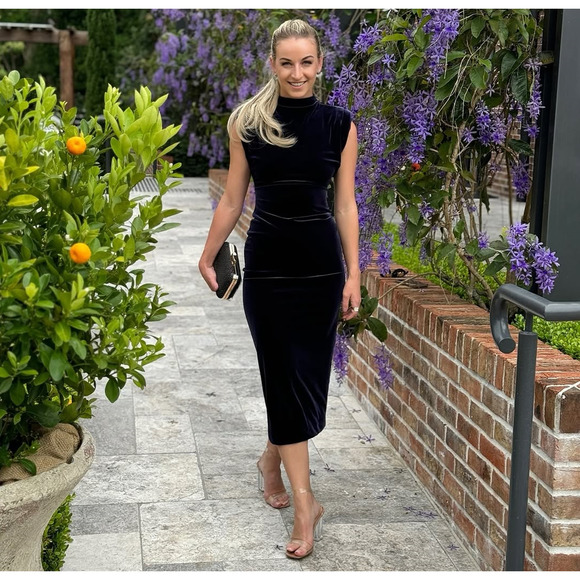 RARE!!! ZARA BLOGGER FAVE! High Collar Midi Dress NWT - Picture 3 of 16